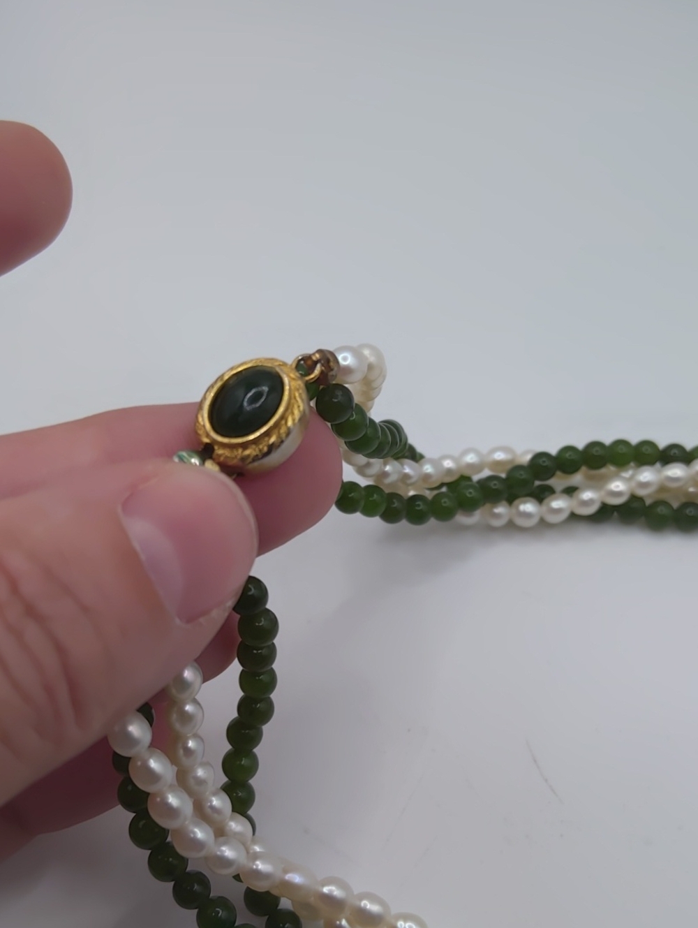 Freshwater Pearl And Green Tourmaline Multistrand Necklace - Picture 6 of 6